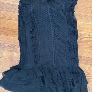 Maje Black Sheer Top with Button Detail